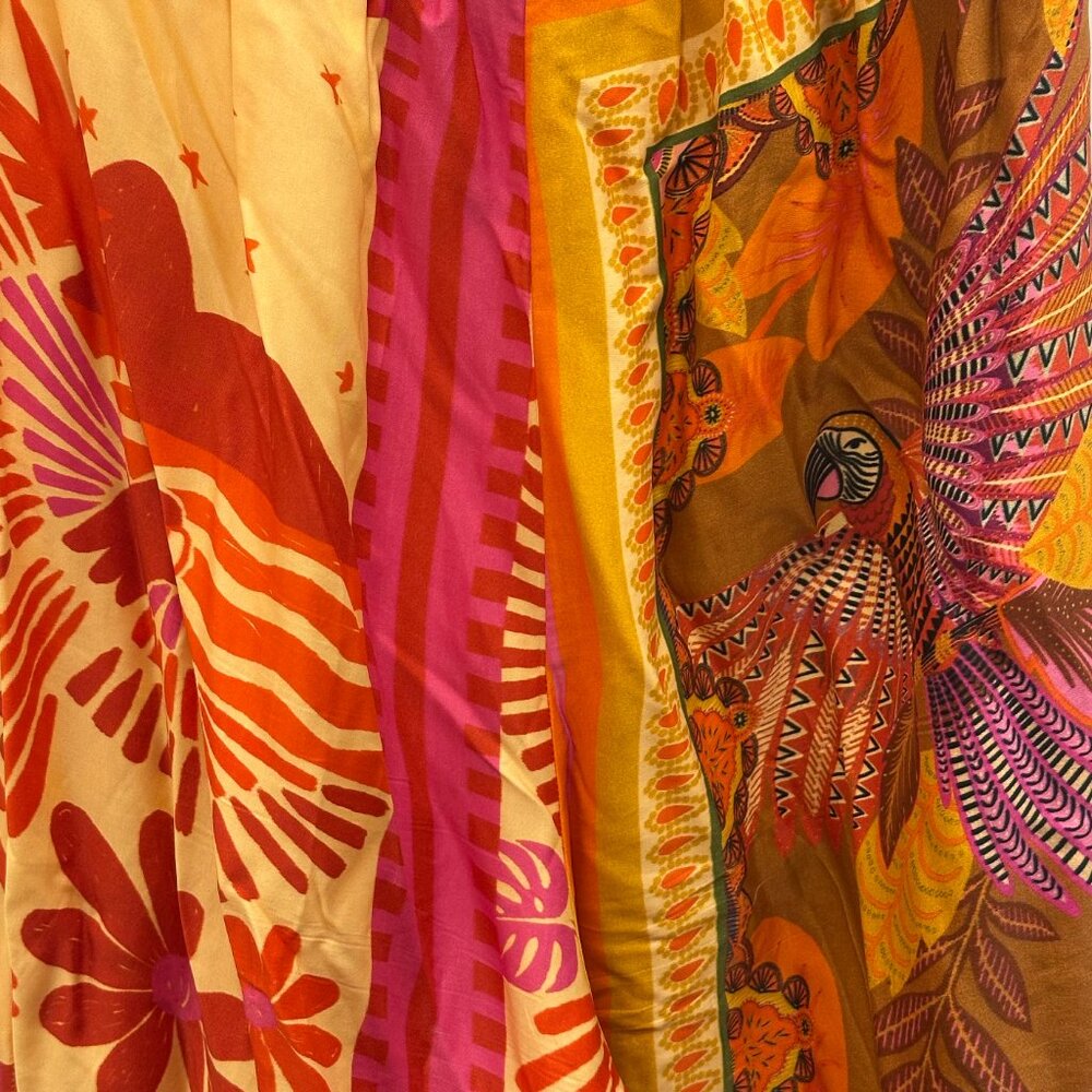 Farm Rio Forest Mixed Scarves Lenzing™ Ecovero™ Viscose Pants Orange and Pink